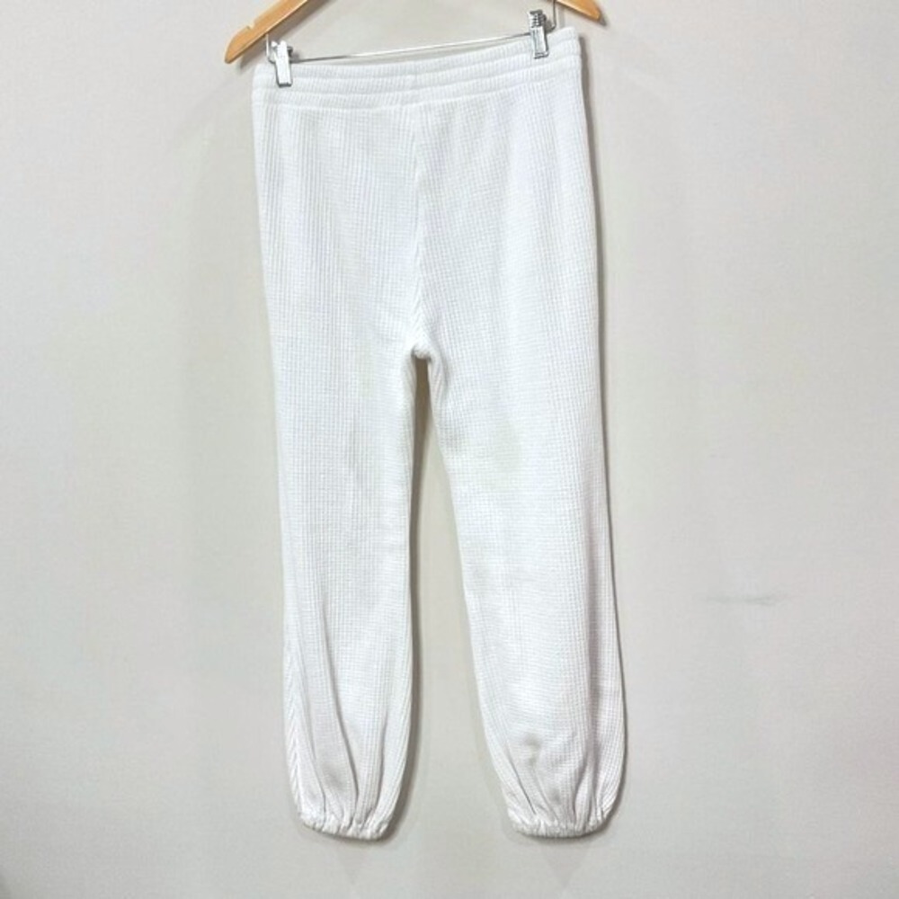 Norma Kamali White Waffle Knit‎ Boyfriend Puff Jog Pant - Picture 5 of 8